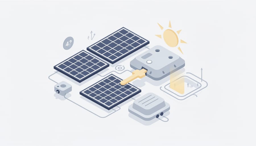 Close-up of a solar panel connector in a technician’s hand symbolizing careful solar system maintenance